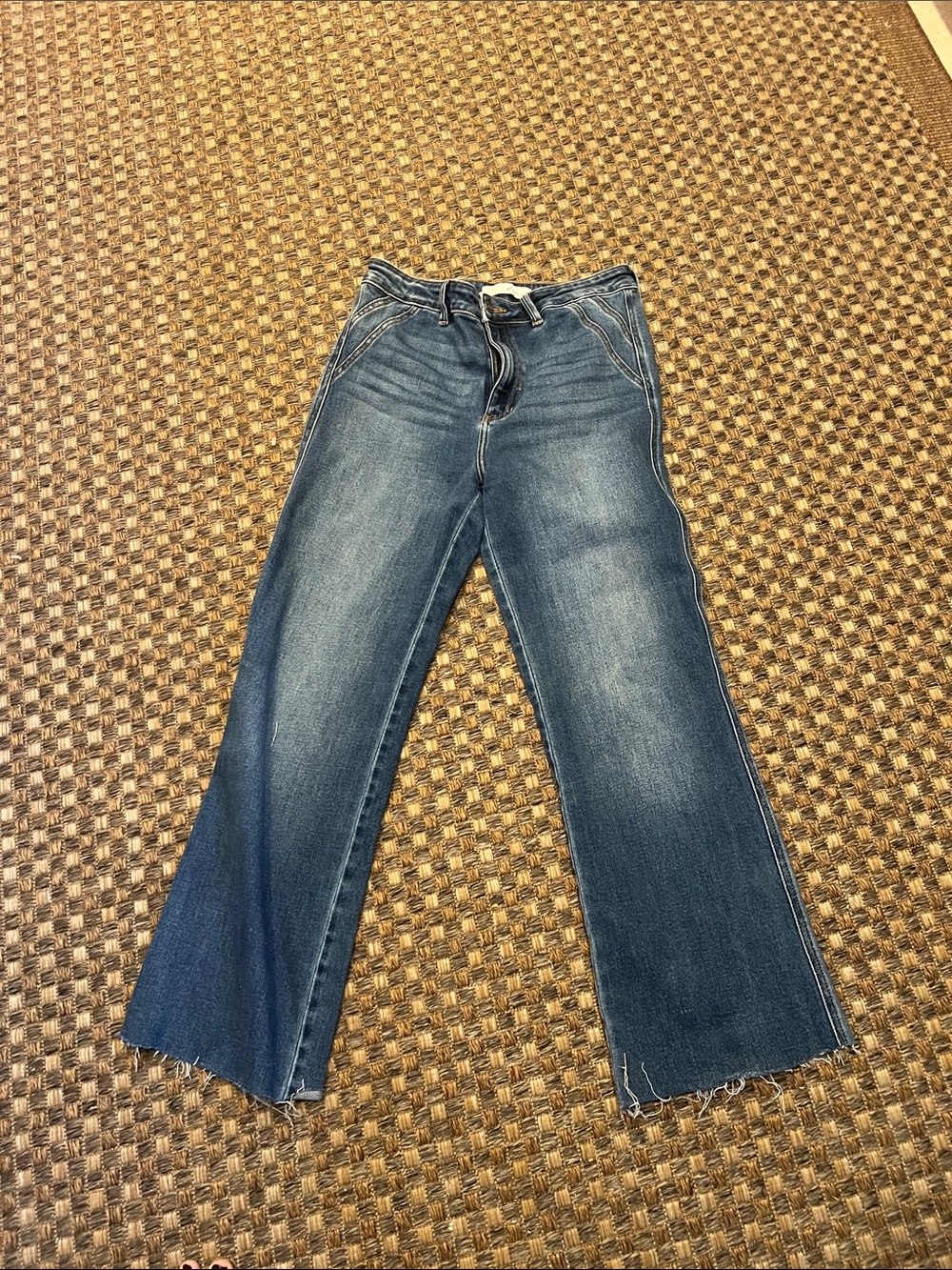 KanCan Dark Blue Wide-Leg Flare Jeans